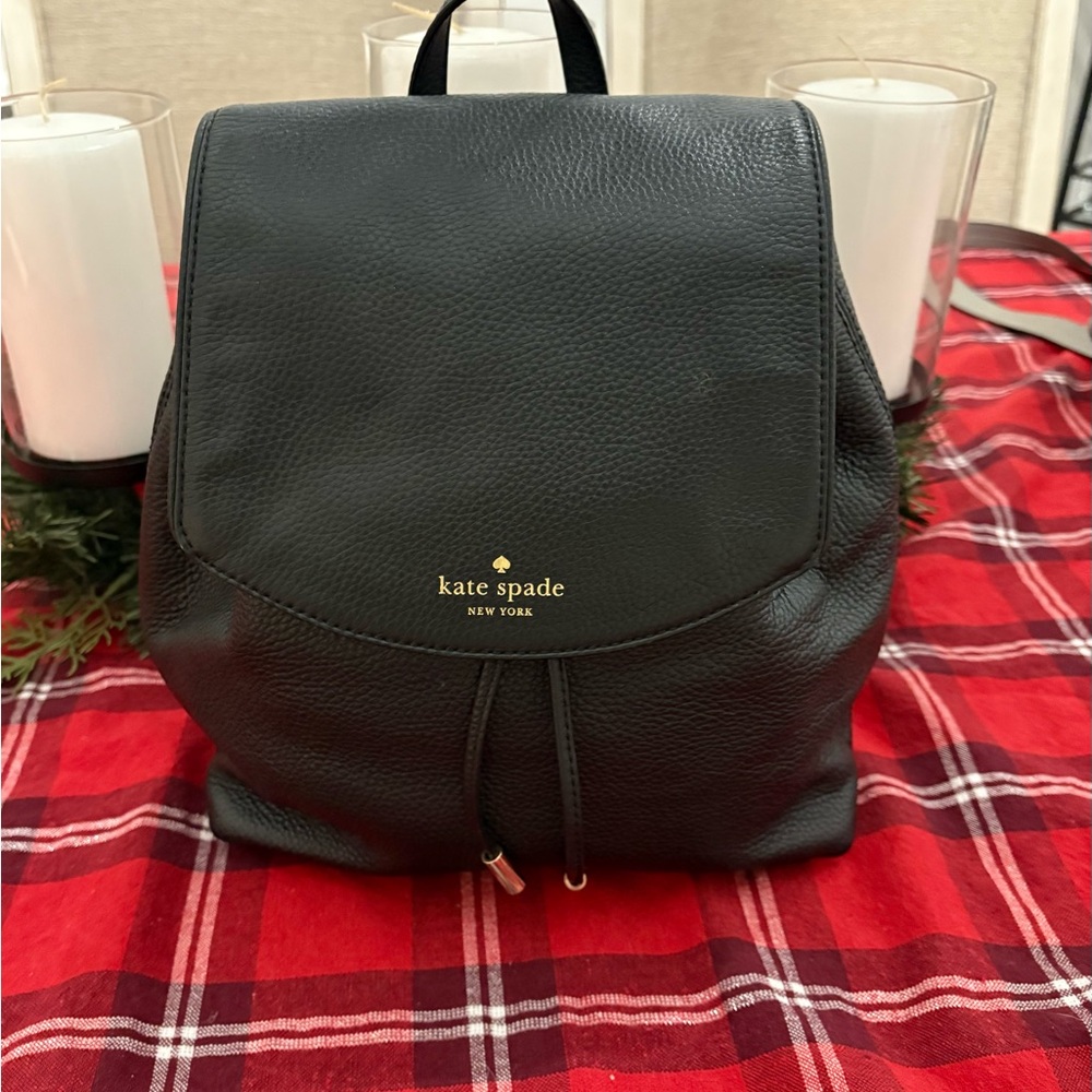 Kate Spade Black Leather Backpack